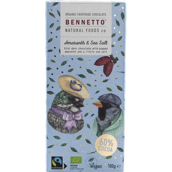 Bennetto Organic Dark Chocolate Amaranth & Sea Salt 13x100g