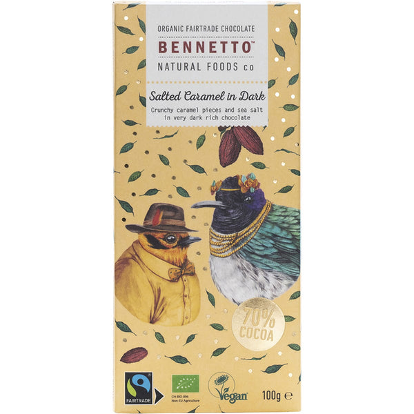 Bennetto Organic Dark Chocolate Salted Caramel In Dark 14x100g