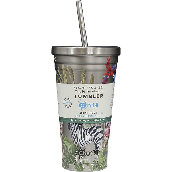 Cheeki Insulated Tumbler 3D Jungle with S/Steel Straw 500ml