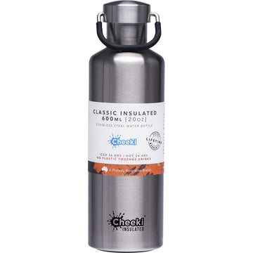 Cheeki Stainless Steel Bottle Insulated Silver 600ml