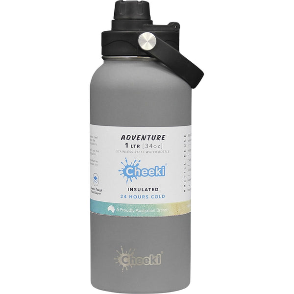 Cheeki Insulated Adventure Stainless Steel Bottle Slate 1L