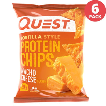 Quest Nutrition, Tortilla Style Protein Chips, Nacho Cheese, 6 Bags, 1.1 oz (32 g ) Each