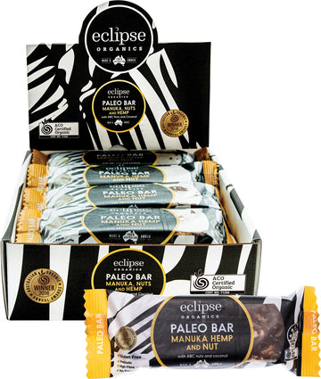 Eclipse Organics Raw Paleo Bar Manuka, Nut and Hemp 12x45g