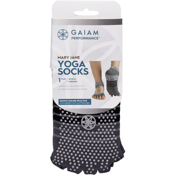 Gaiam Yoga Socks Grippy Mary Jane Small-Medium 1 Pair