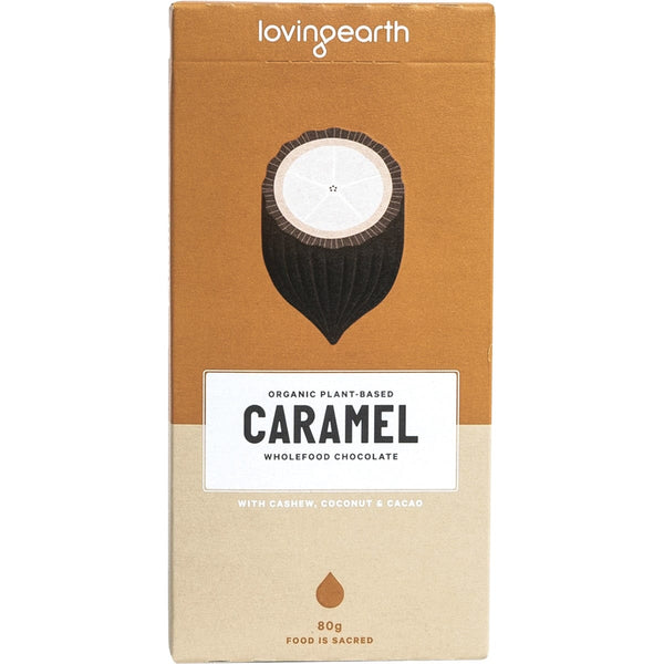 Loving Earth Caramel Wholefood Chocolate Cashew, Coconut & Cacao 11x80g