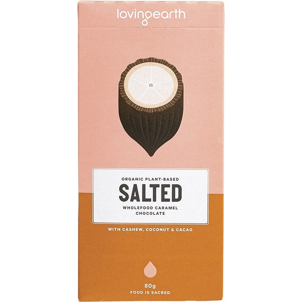 Loving Earth Salted Caramel Chocolate with Cashew, Coconut & Cacao 11x80g