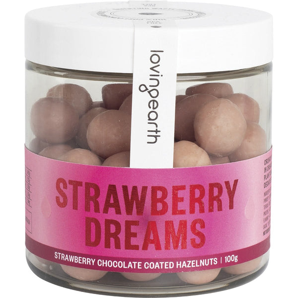 Loving Earth Chocolate Coated Hazelnuts Strawberry Dreams 100g