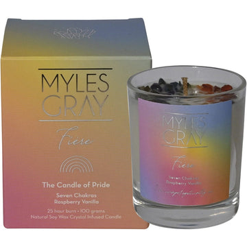Myles Gray Crystal Infused Soy Candle Mini Pride Raspberry Vanilla 100g