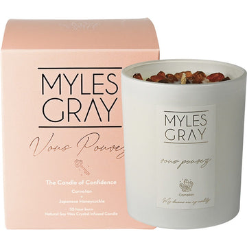 Myles Gray Crystal Infused Soy Candle Large Japanese Honeysuckle 285g