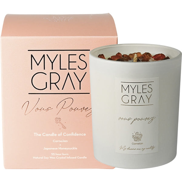 Myles Gray Crystal Infused Soy Candle Large Japanese Honeysuckle 285g