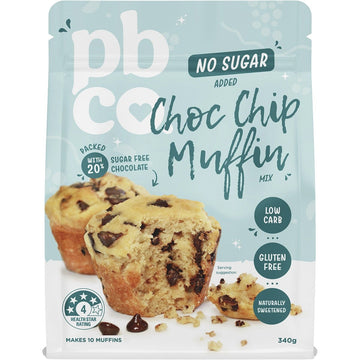 PBco Choc Chip Muffin Mix No Sugar Added 340g