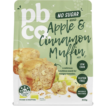 PBco Apple Cinnamon Muffin Mix No Sugar Added 340g