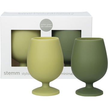 Porter Green Stemm Silicone Wine Glass Set Stirling 2x250ml