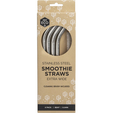 Ever Eco Stainless Steel Straws Bent Smoothie 4pk