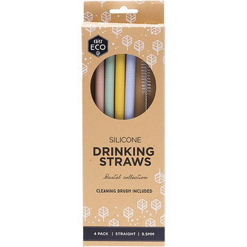 Ever Eco Silicone Straws Straight Pastel Collection 4pk