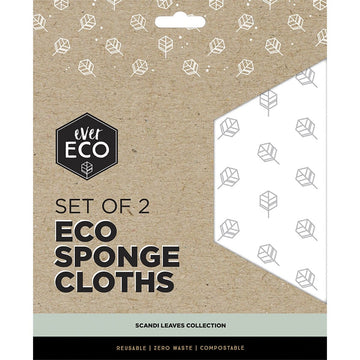 Ever Eco Eco Sponge Cloths Scandi Leaves Collection 2pk