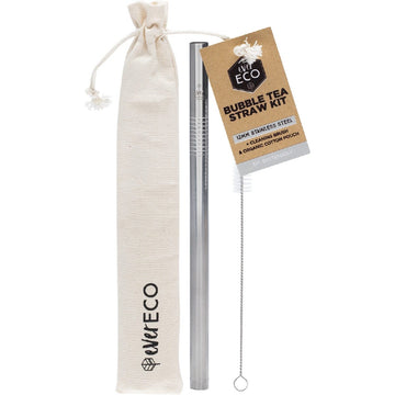 Ever Eco Bubble Tea Straw Kit Straight Stainless Steel