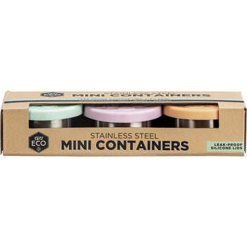 Ever Eco Stainless Steel Mini Containers Pastel Leak Resistant 3pk