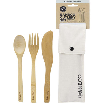 Ever Eco Bamboo Cutlery Set with Organic Cotton Pouch