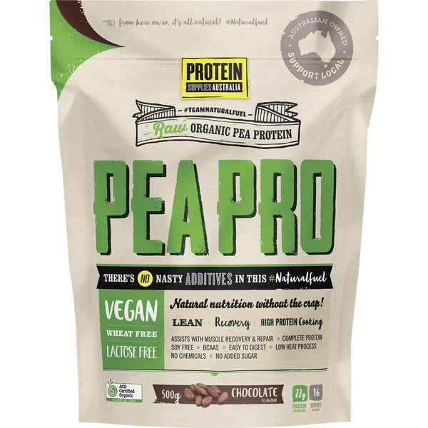 Protein Supplies Australia PeaPro Raw Pea Protein Chocolate 500g