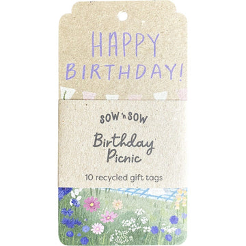 Sow 'N Sow Recycled Gift Tags Happy Birthday Picnic 10pk