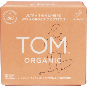 TOM Organic Panty Liners Wrapped Ultra Thin Liners for Everyday 6x26pk