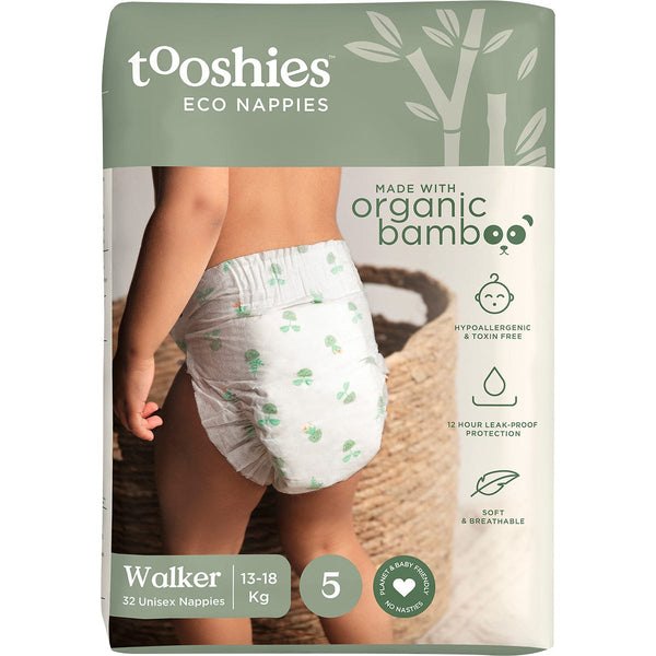 Tooshies Eco Nappies Size 5 Walker 13-18kg 2x32pk