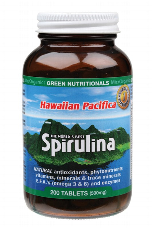 Green Nutritionals Hawaiian Pacifica Spirulina Tablets 500mg 200 Tabs