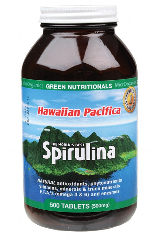 Green Nutritionals Hawaiian Pacifica Spirulina Tablets 500mg 500 Tabs