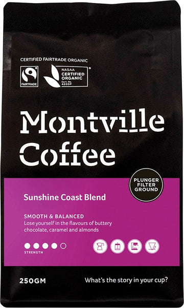 Montville Coffee Coffee Ground Plunger Sunshine Coast Blend 250g