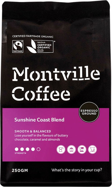 Montville Coffee Coffee Ground Espresso Sunshine Coast Blend 250g