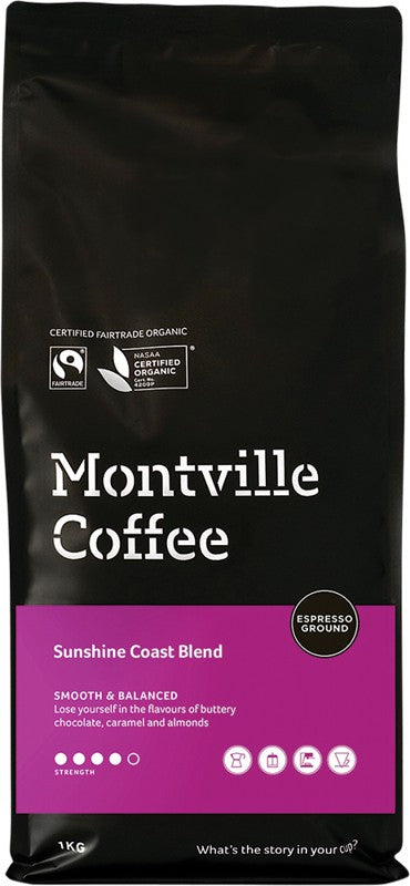 Montville Coffee Coffee Ground Espresso Sunshine Coast Blend 1kg