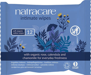 Natracare Intimate Wipes 100% Organic Cotton 12pk