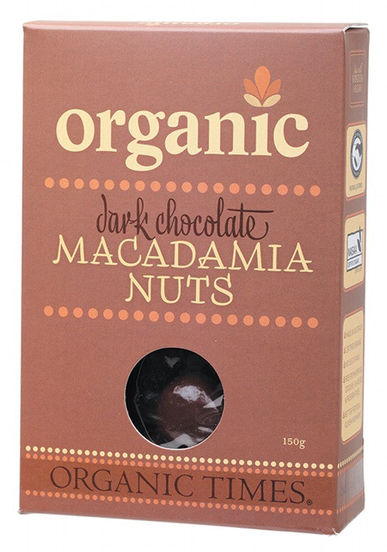 Organic Times Dark Chocolate Macadamia Nuts 150g