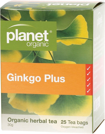 Planet Organic Herbal Tea Bags Ginkgo Plus with Green Tea 25pk
