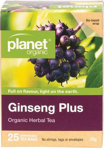 Planet Organic Herbal Tea Bags Ginseng Plus 25pk