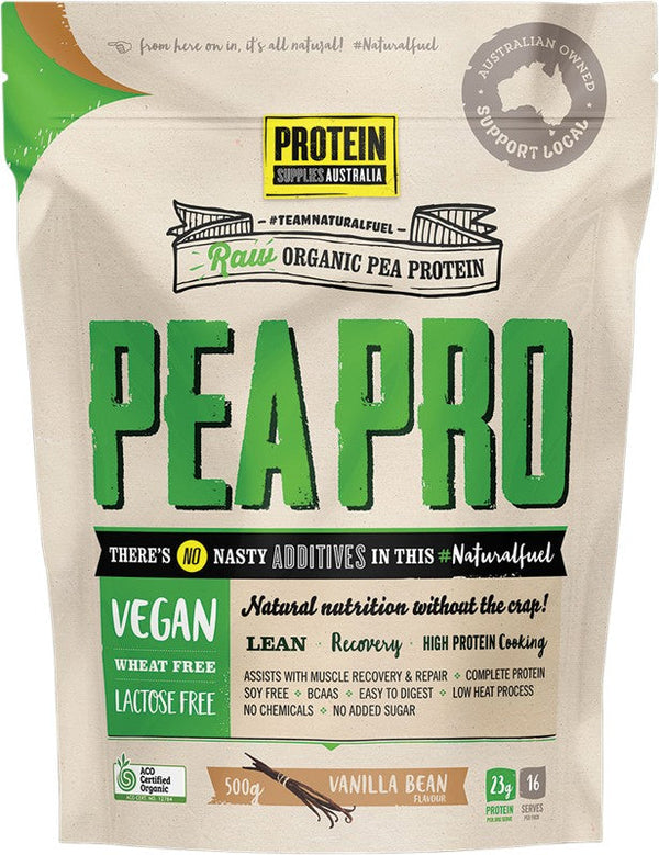 PROTEIN SUPPLIES AUSTRALIA PeaPro (Raw Pea Protein)  Vanilla Bean 500g