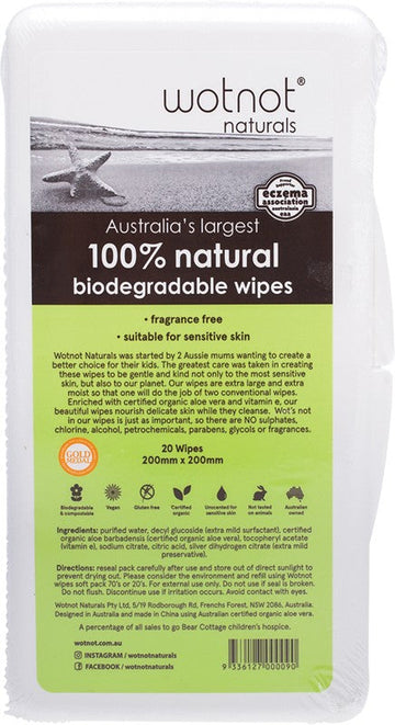 Wotnot Baby Wipes with Case 100% Biodegradable 20pk