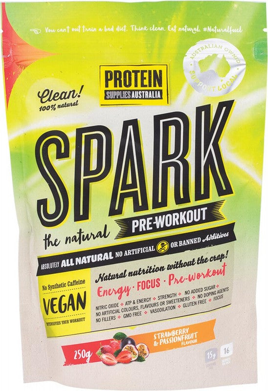 PROTEIN SUPPLIES AUSTRALIA Spark (All Natural Pre-workout)  Strawberry & Passionfruit 250g