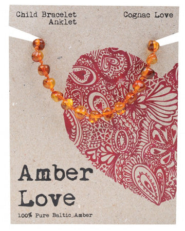 Amber Love Children's Bracelet/Anklet 100% Baltic Amber Cognac 14cm