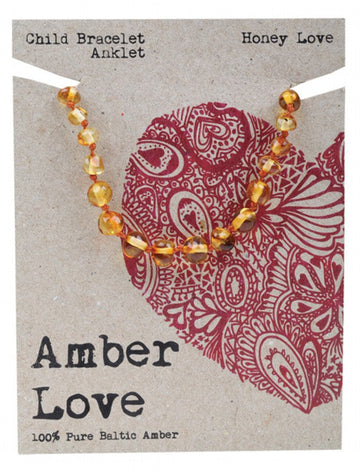 Amber Love Children's Bracelet/Anklet 100% Baltic Amber Honey 14cm