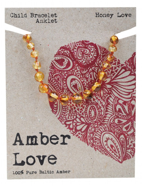 Amber Love Children's Bracelet/Anklet 100% Baltic Amber Honey 14cm