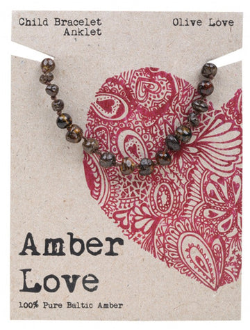 Amber Love Children's Bracelet/Anklet 100% Baltic Amber Olive 14cm