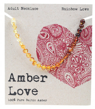 Amber Love Adult's Necklace 100% Baltic Amber Rainbow 46cm