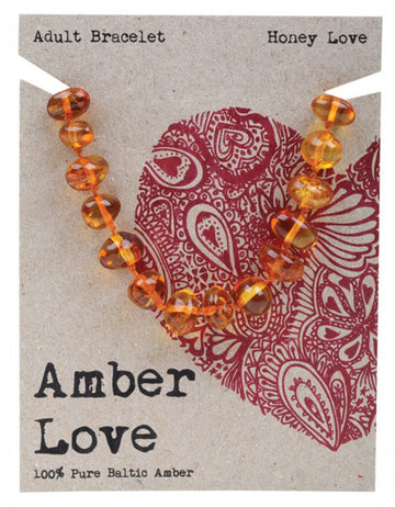 Amber Love Adult's Bracelet 100% Baltic Amber Honey 20cm