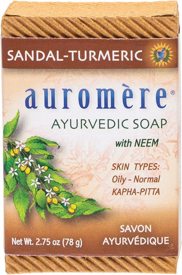 AUROMERE Neem Soap - Ayurvedic  Sandal-Turmeric 78g