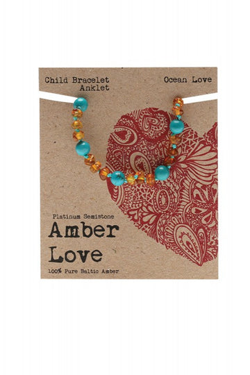 Amber Love Children's Bracelet/Anklet 100% Baltic Amber Ocean 14cm