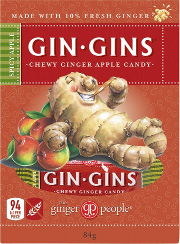 THE GINGER PEOPLE Gin Gins Ginger Candy  Chewy - Spicy Apple 84g