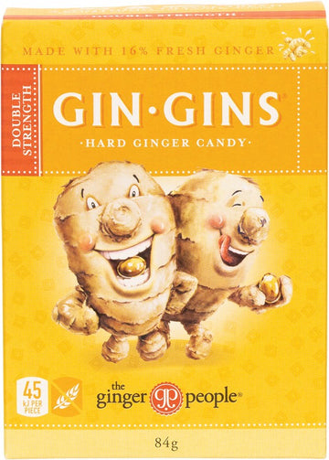 THE GINGER PEOPLE Gin Gins Ginger Candy  Hard - Double Strength 84g