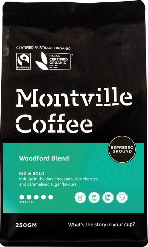Montville Coffee Coffee Ground Espresso Woodford Blend 250g